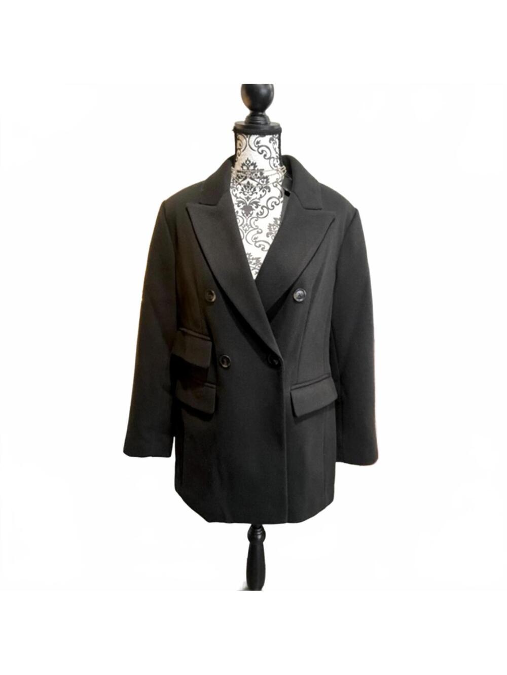 BCBGMaxAzria Black Pea Coat NWT Longline Size L